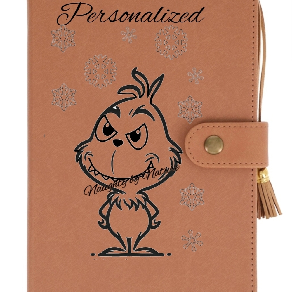 Brown Personalized Labubu Monster Christmas Grinch Notebook Journal
